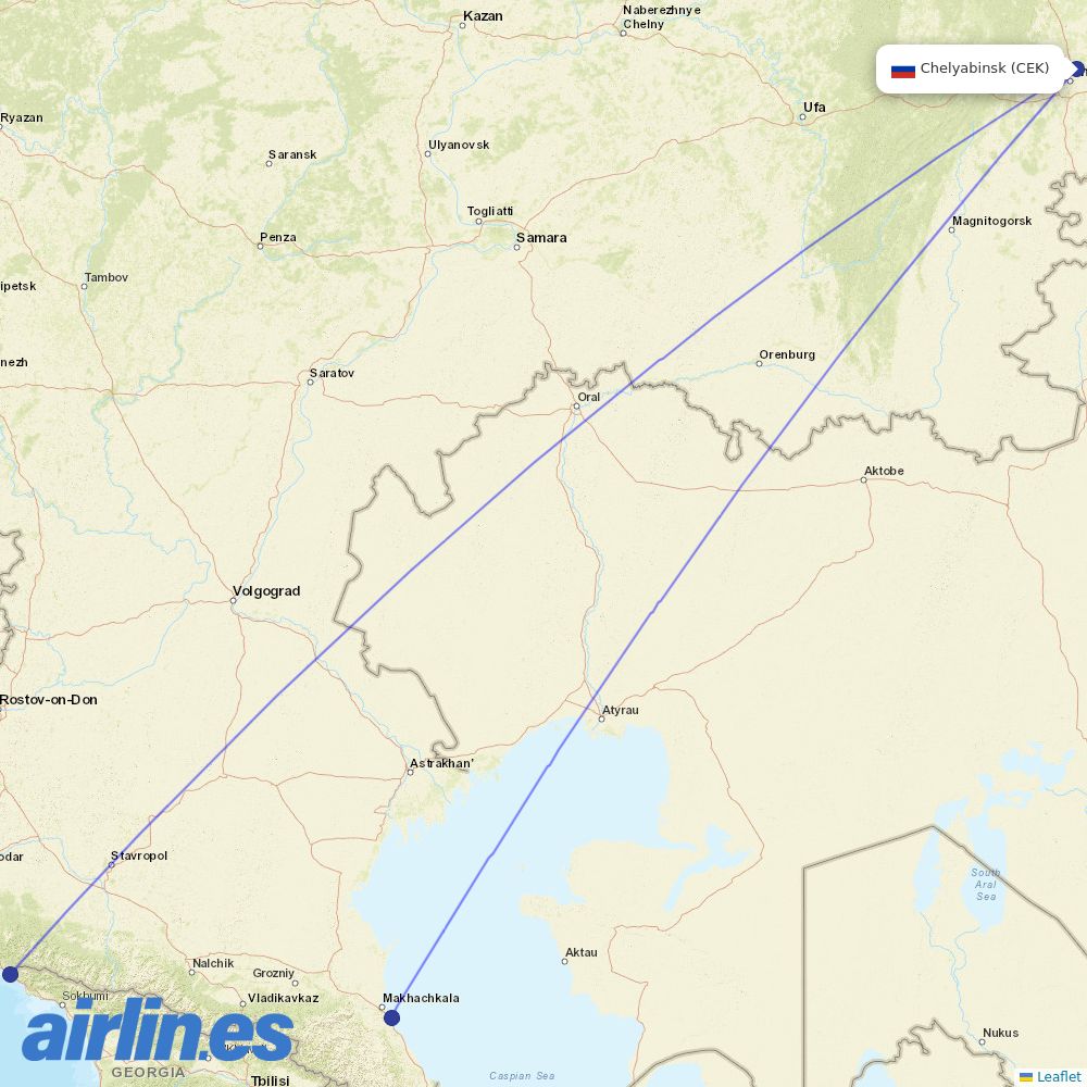 Nordwind Airlines from Balandino destination map