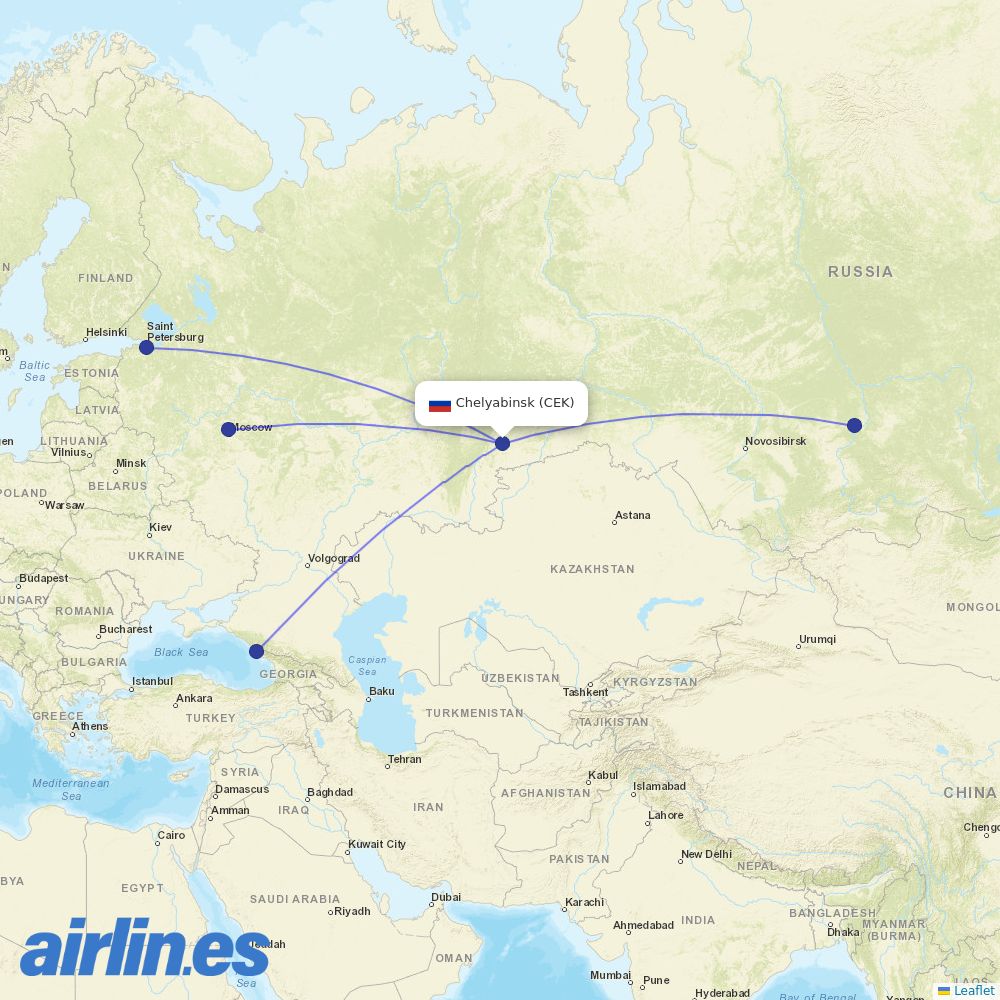Aeroflot from Balandino destination map