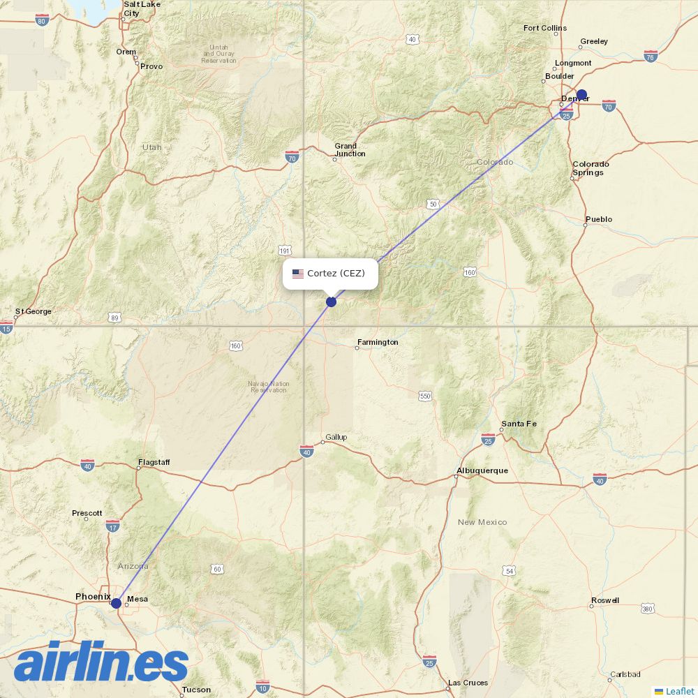 Key Lime Air at CEZ route map