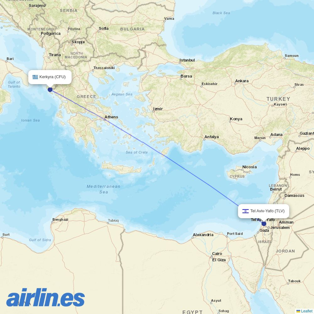 Arkia at CFU route map