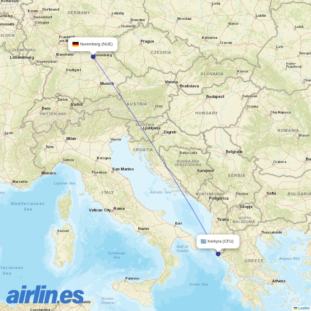 Corendon Airlines Europe at CFU route map