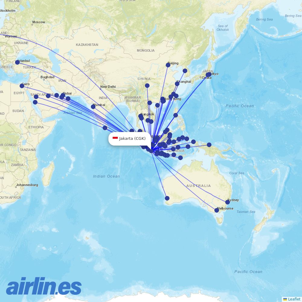 Royal Brunei Airlines at CGK route map