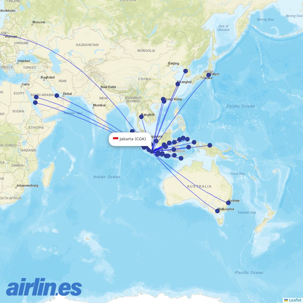 Garuda Indonesia at CGK route map