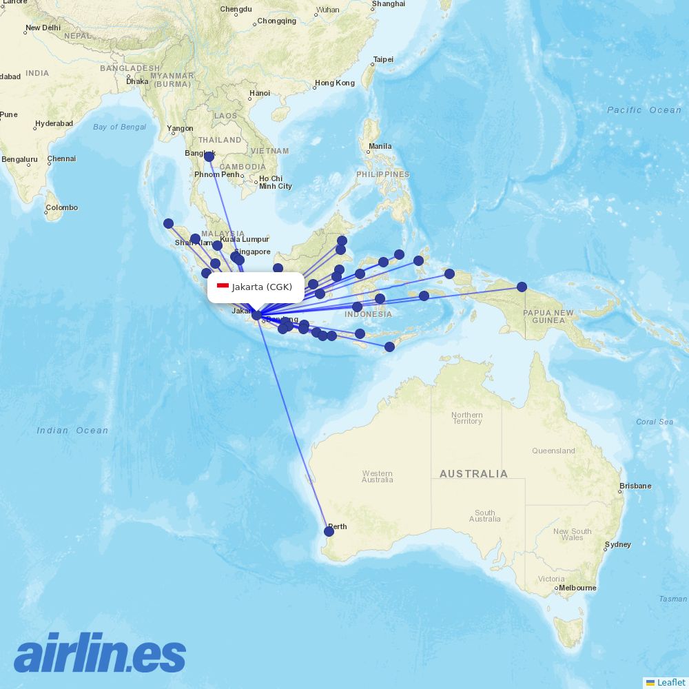 Batik Air from Soekarno Hatta International destination map