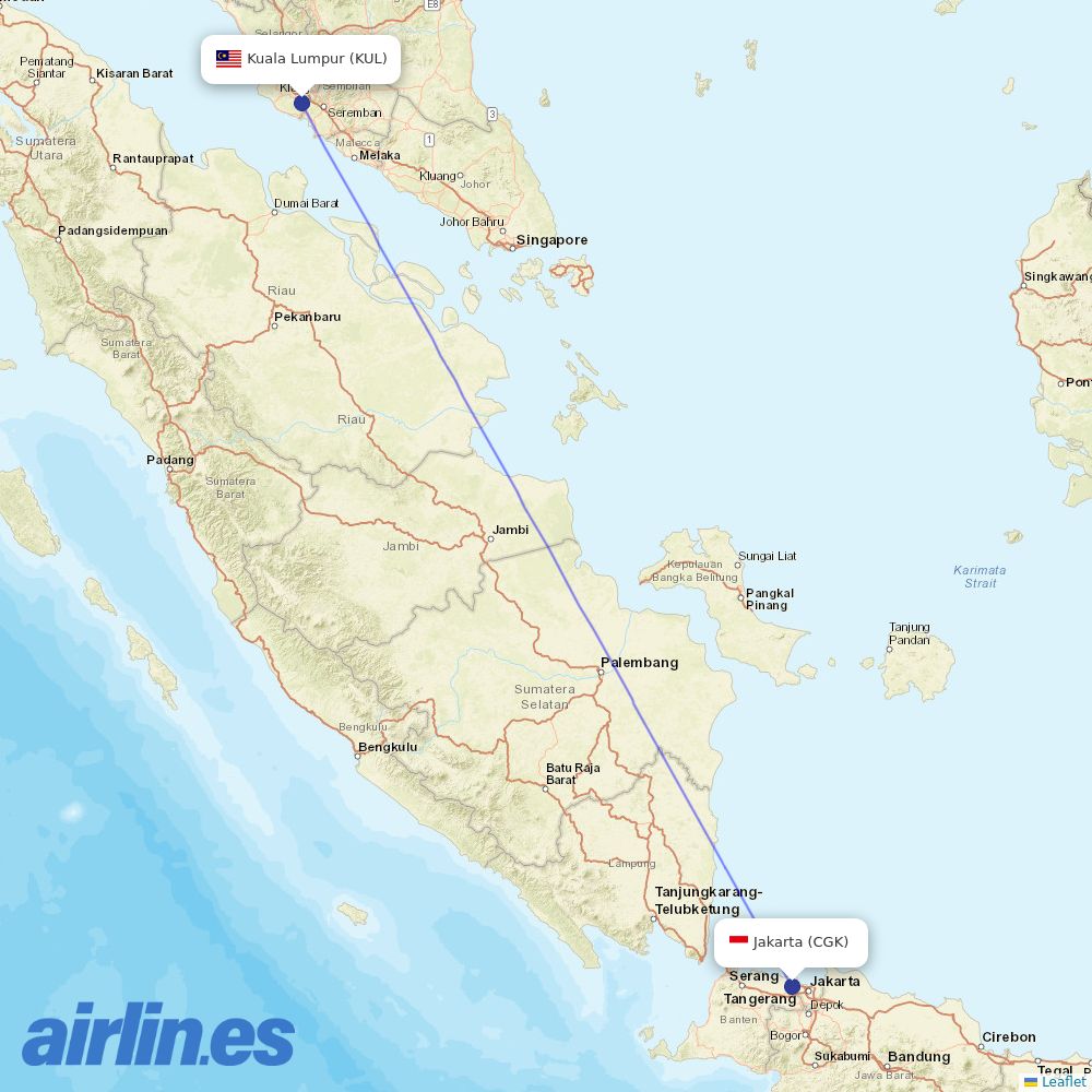Malaysia Airlines at CGK route map