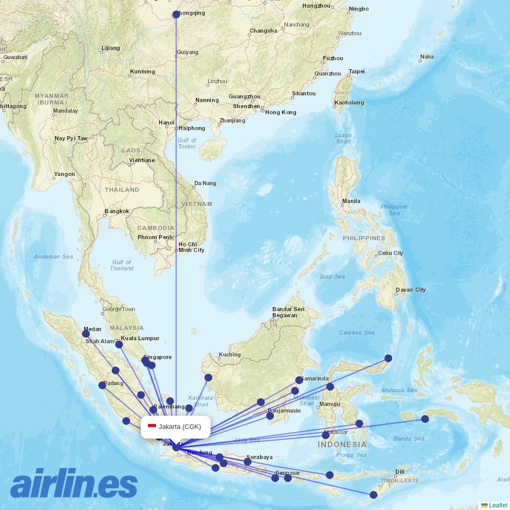 Citilink from Soekarno Hatta International destination map