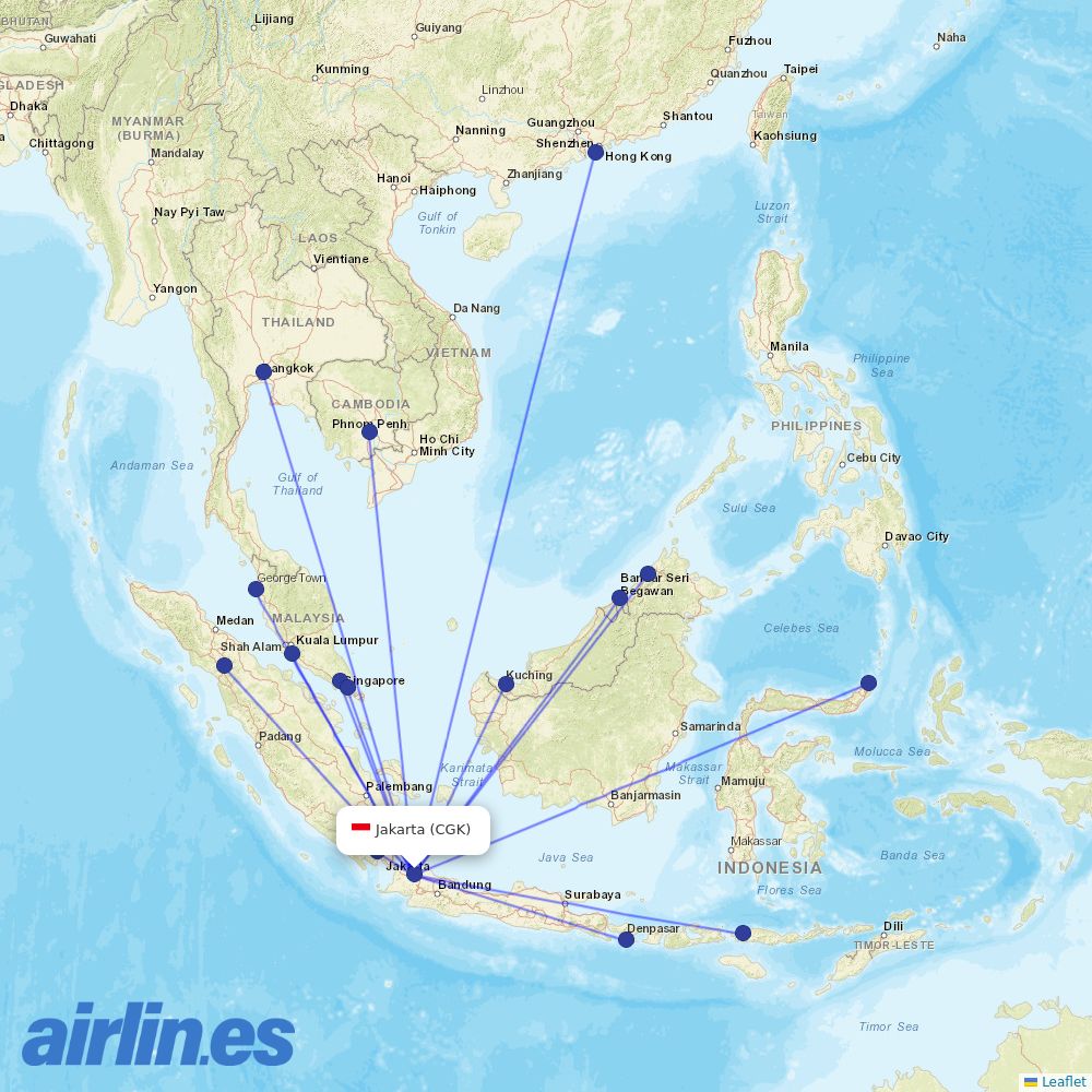 Indonesia AirAsia at CGK route map