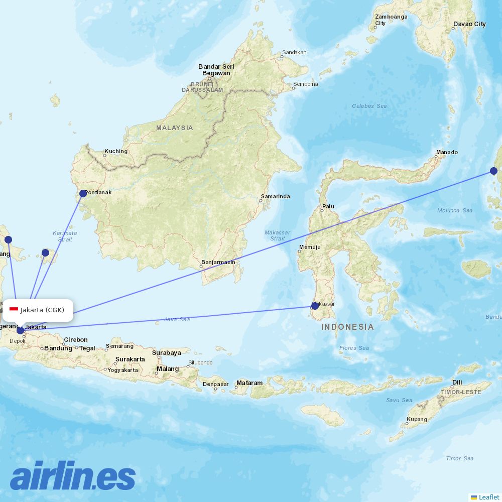 Sriwijaya Air at CGK route map