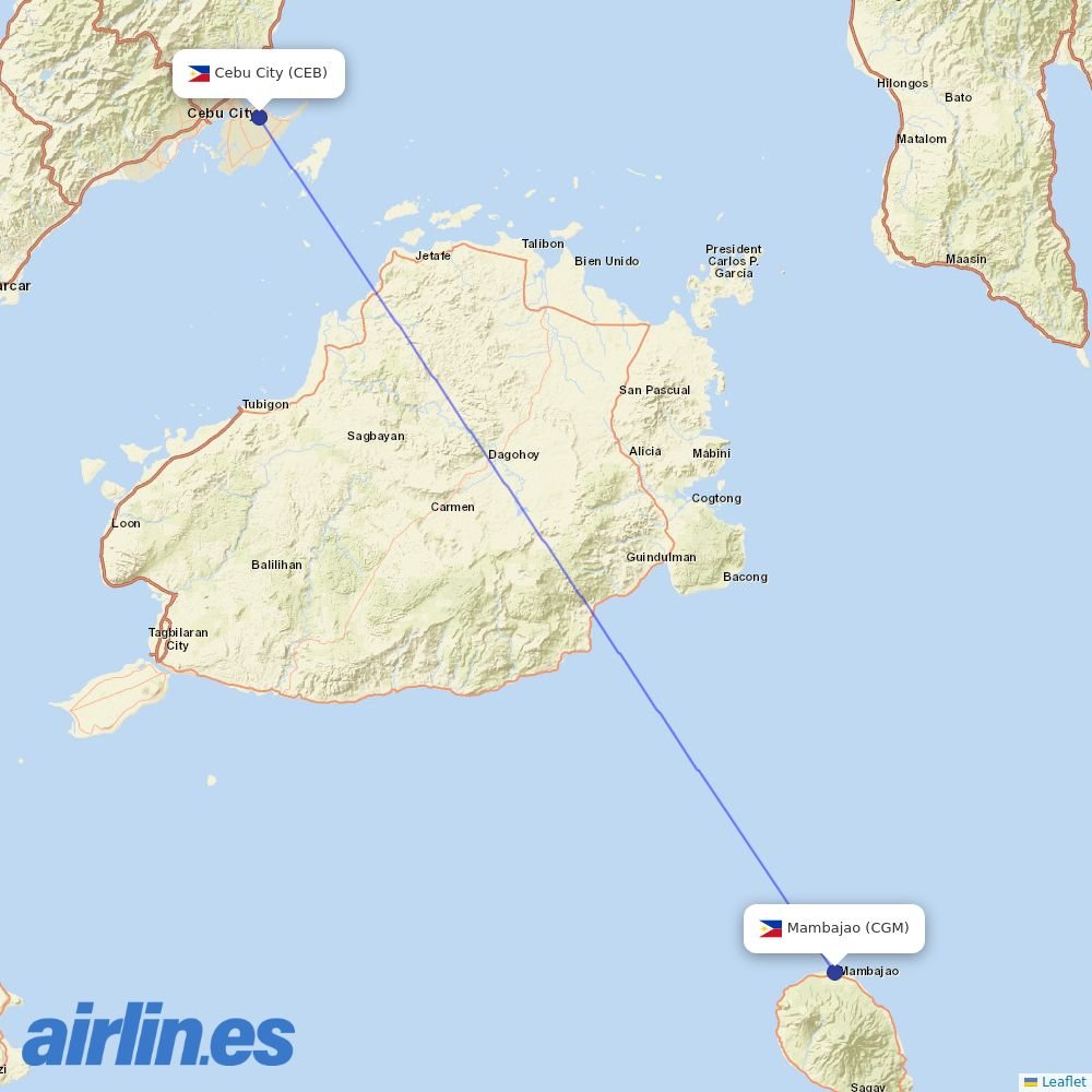 Cebgo from Camiguin Airport destination map