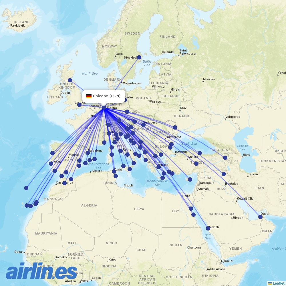 Eurowings from Cologne Bonn Airport destination map