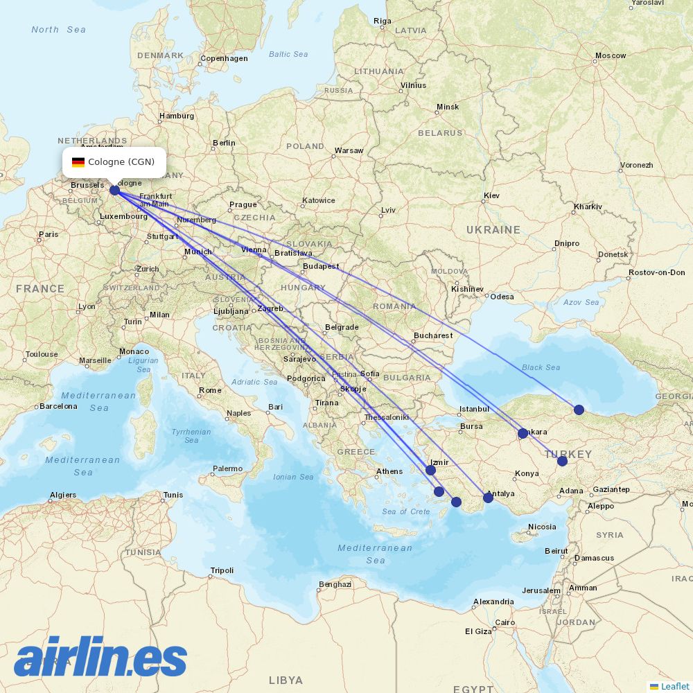 SunExpress at CGN route map