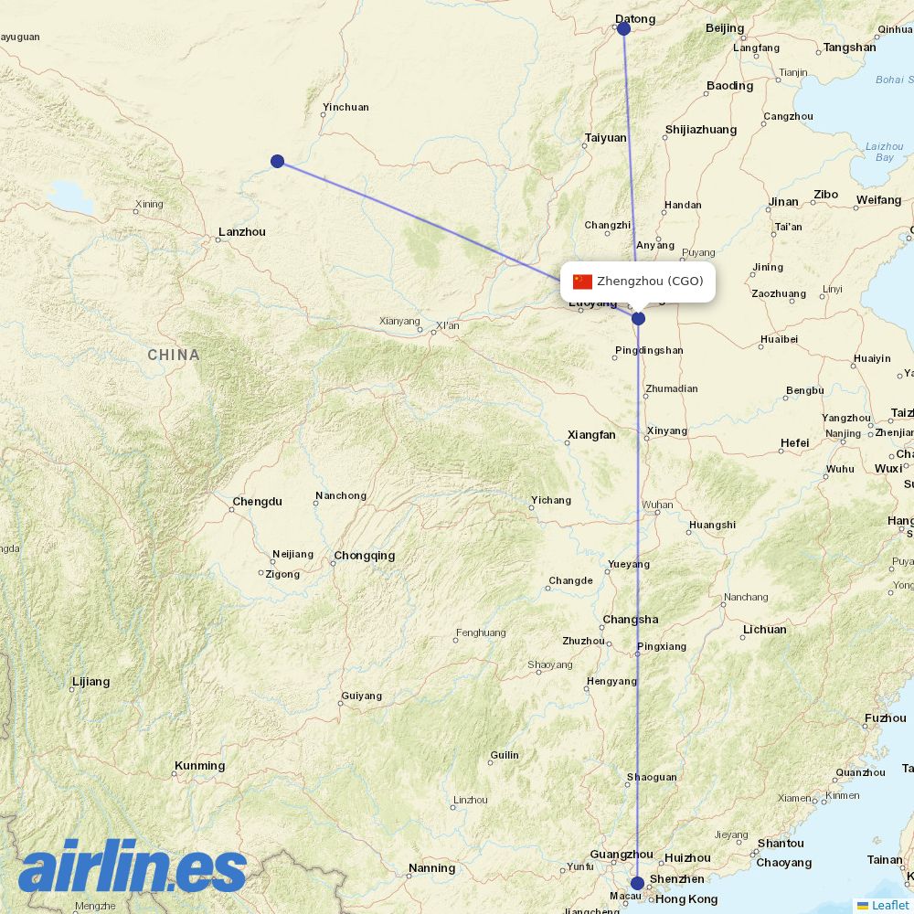 Donghai Airlines at CGO route map
