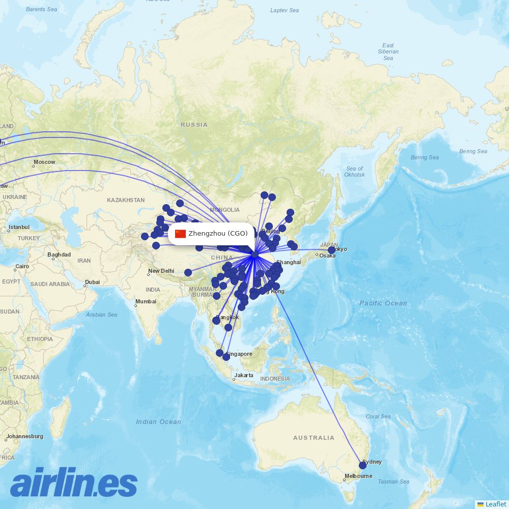 Shanghai Airlines at CGO route map