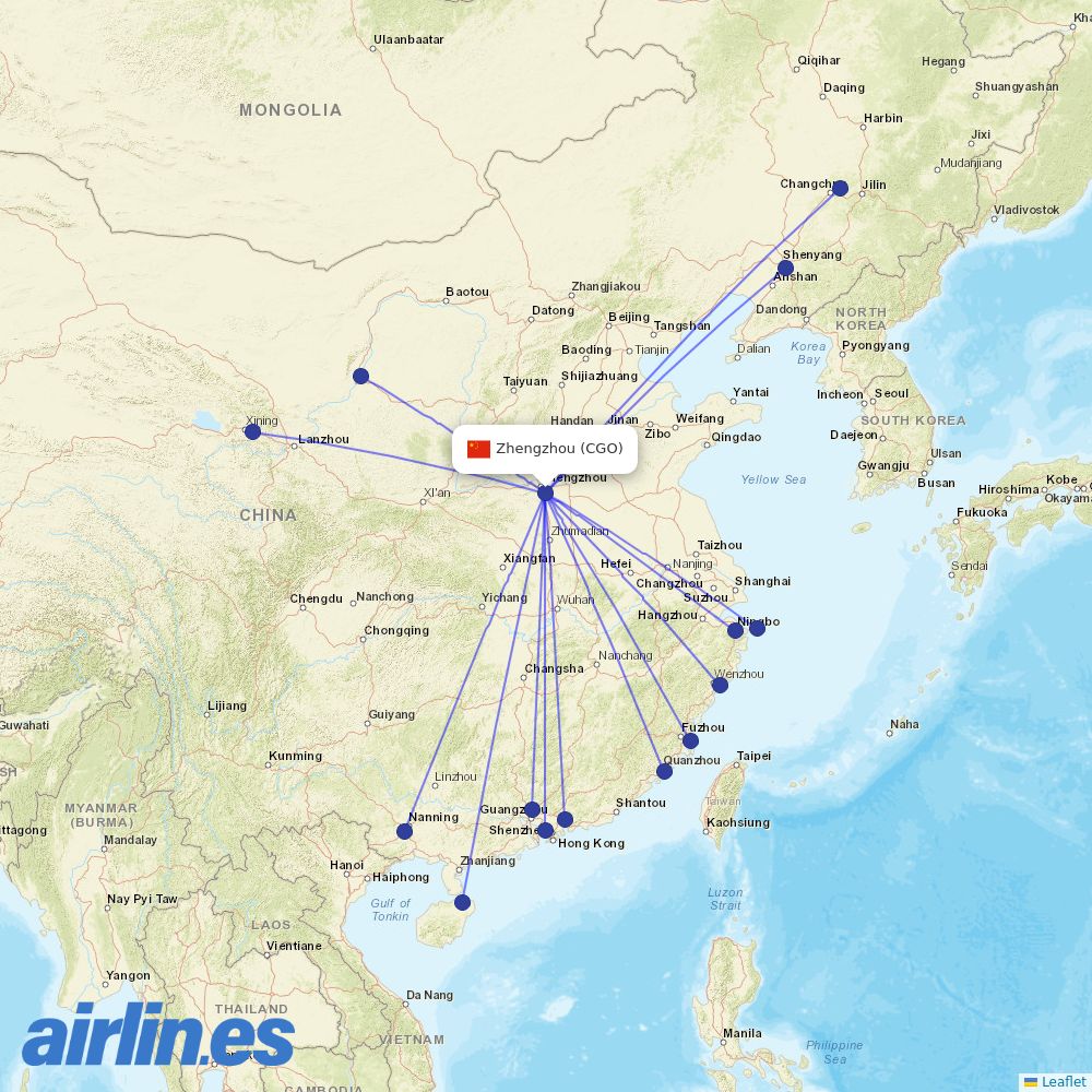 Shenzhen Airlines at CGO route map