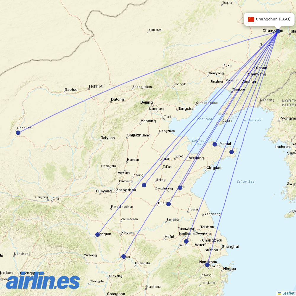 Loong Air at CGQ route map