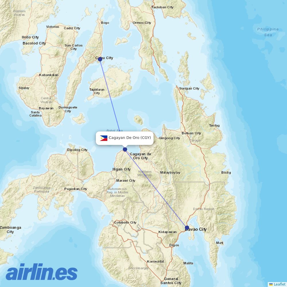 Cebgo from Cagayan De Oro destination map