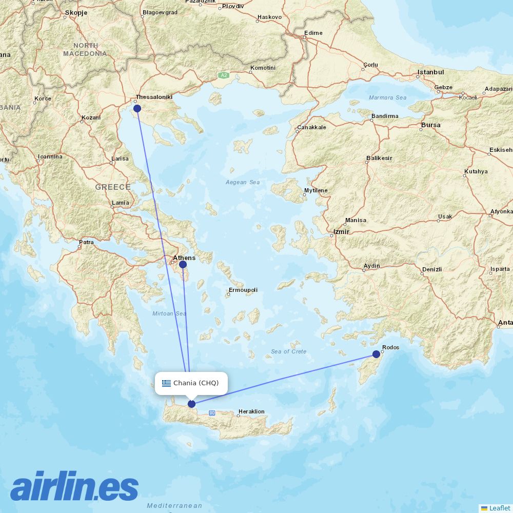 Aegean at CHQ route map