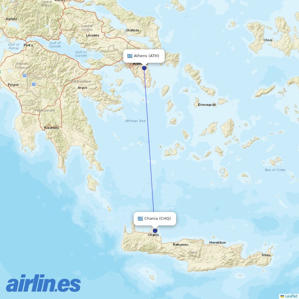 Sky Express at CHQ route map