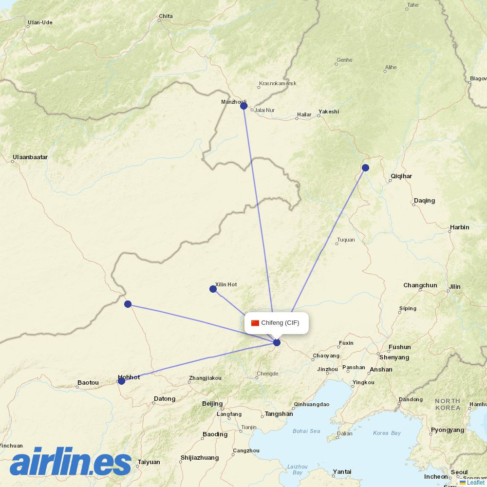 Genghis Khan Airlines at CIF route map