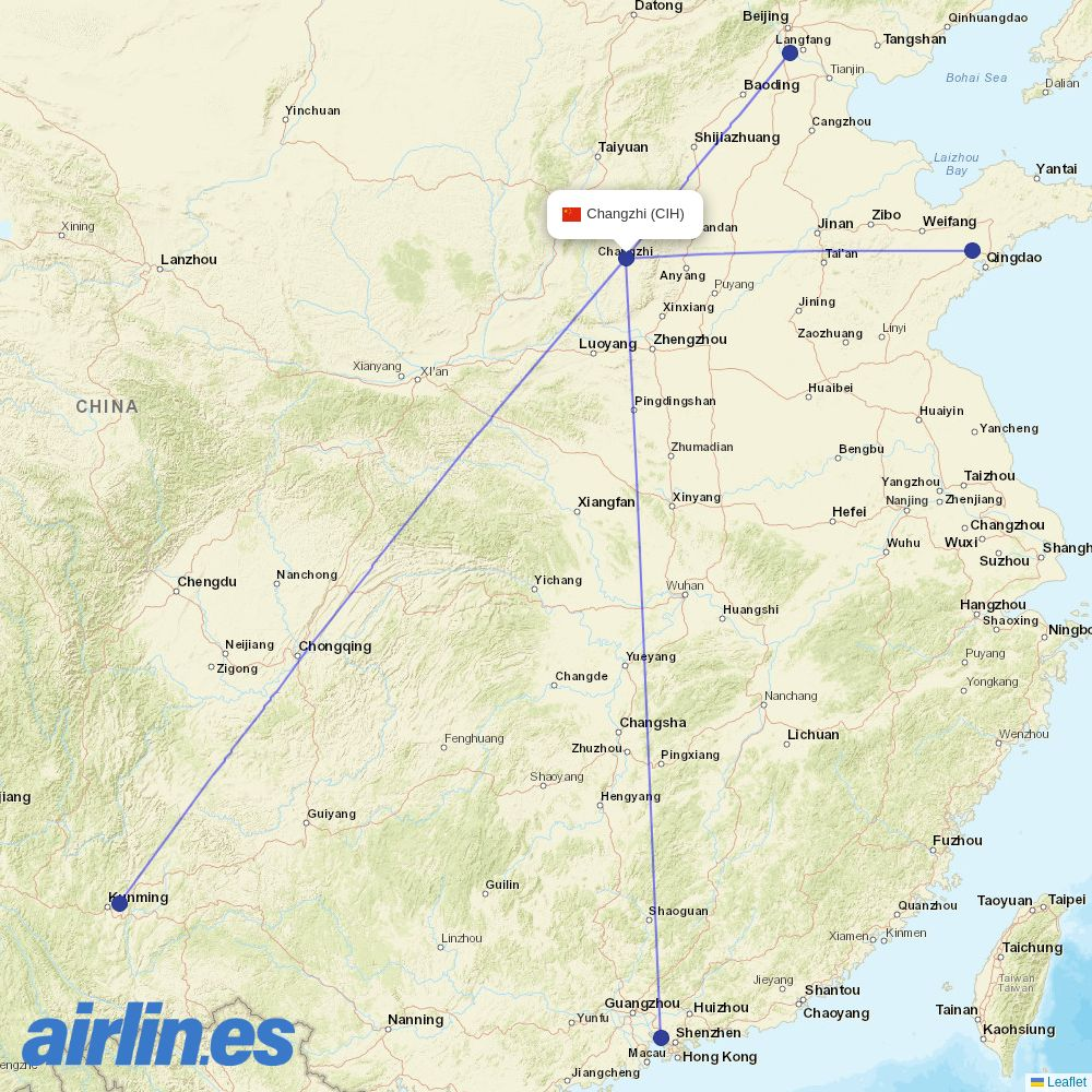 Donghai Airlines at CIH route map