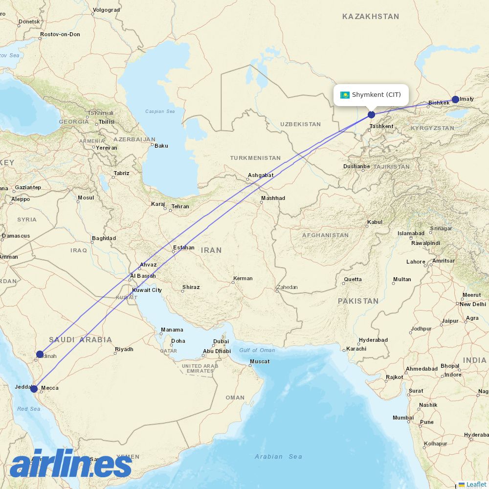Air Astana at CIT route map