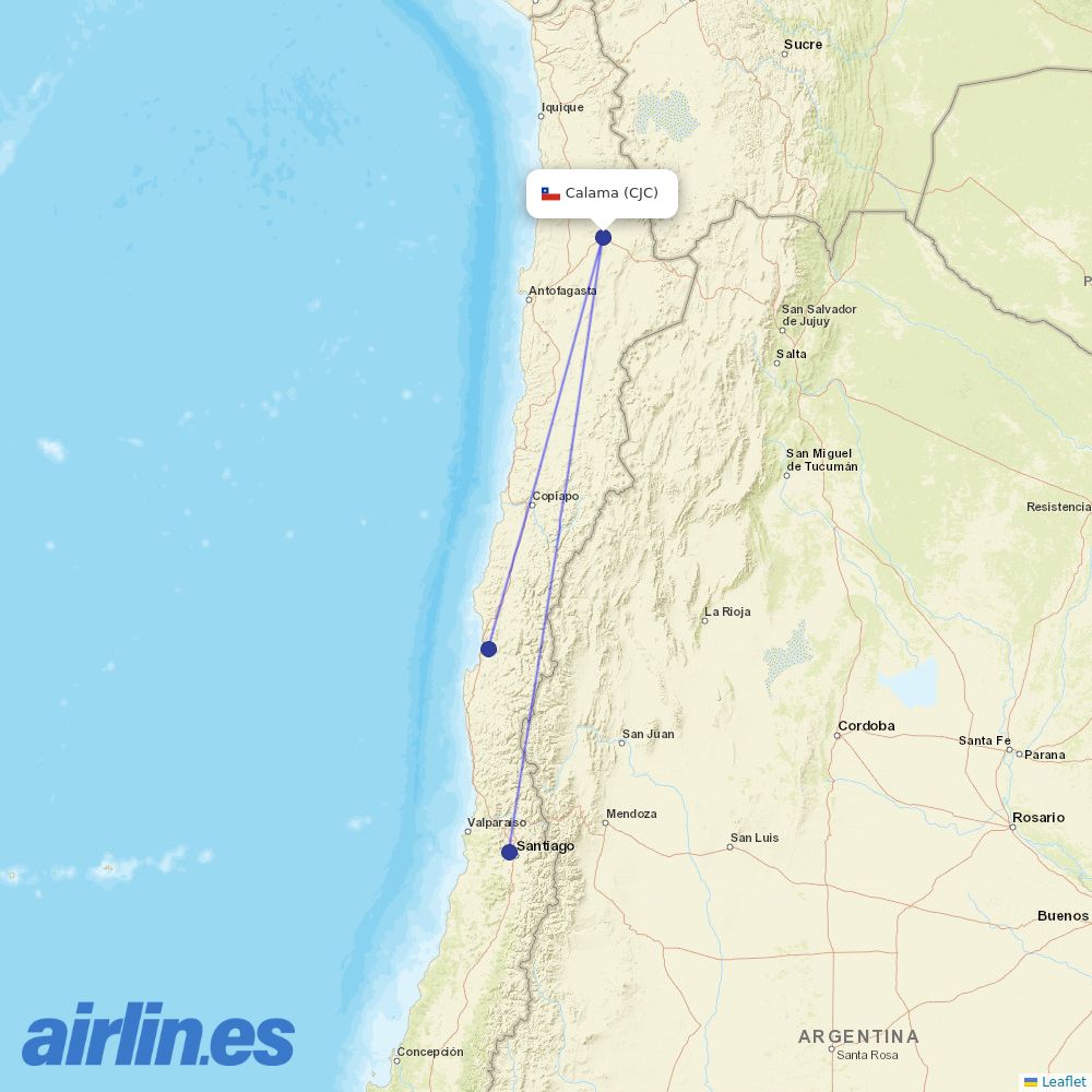 Sky Airline at CJC route map