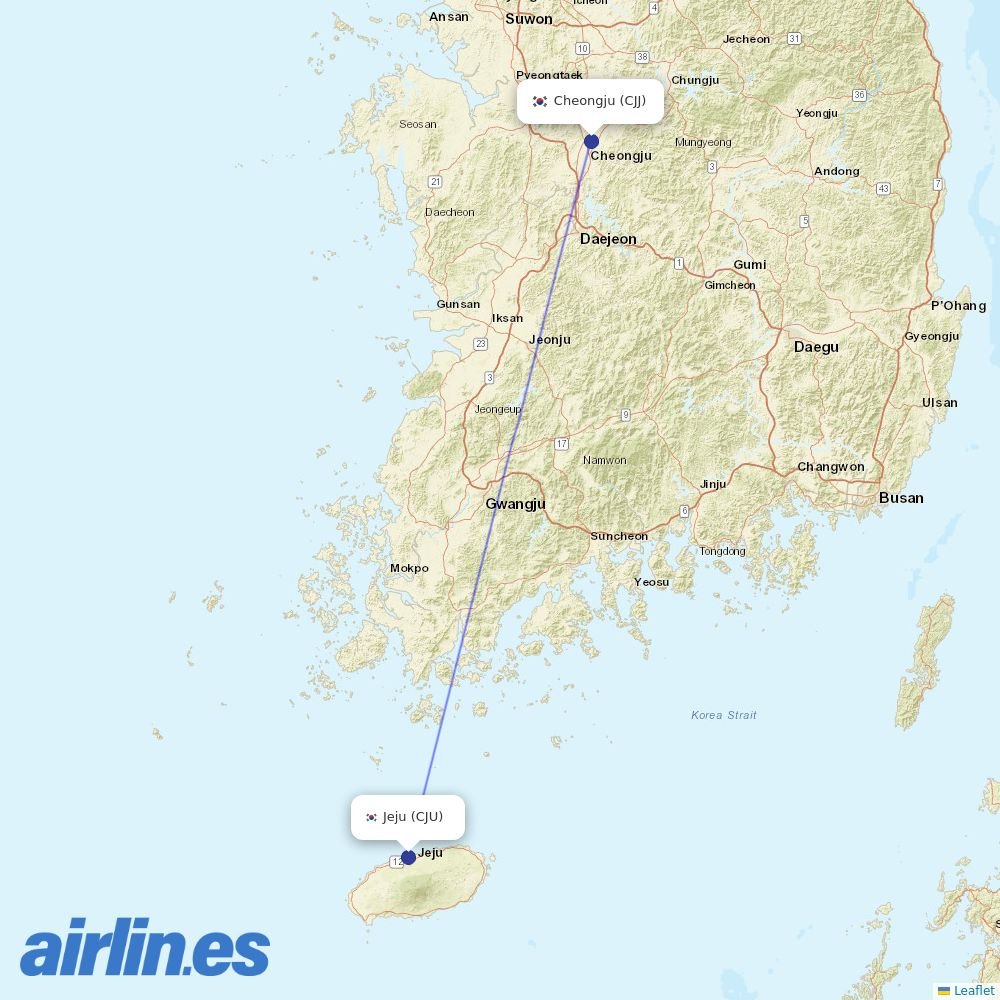 Jeju Air at CJJ route map