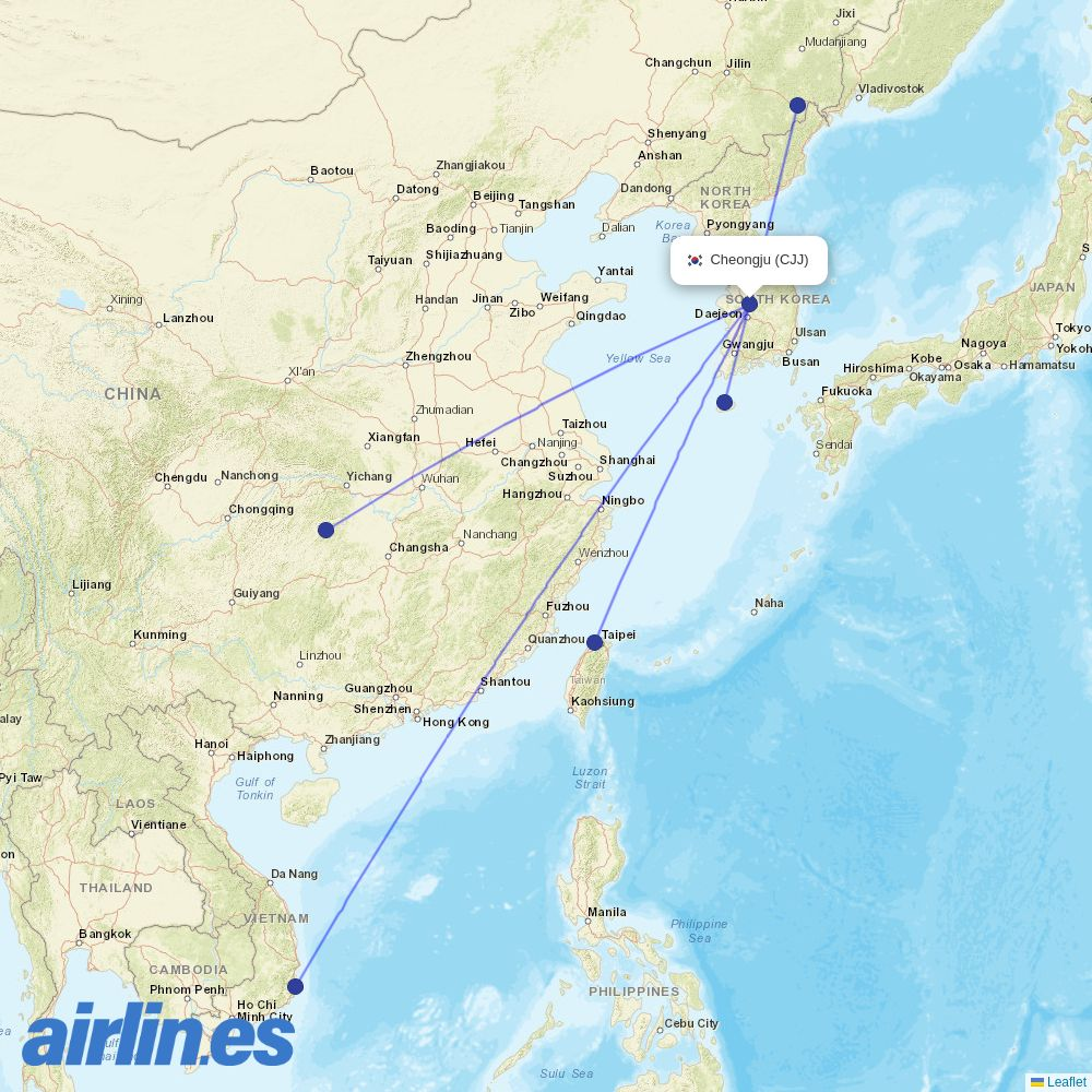 Eastar Jet at CJJ route map