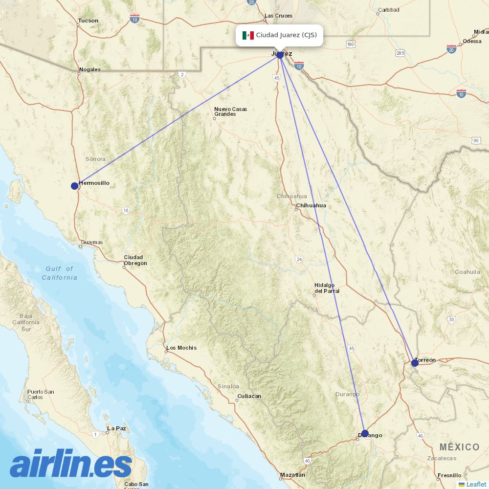 TAR Aerolineas at CJS route map