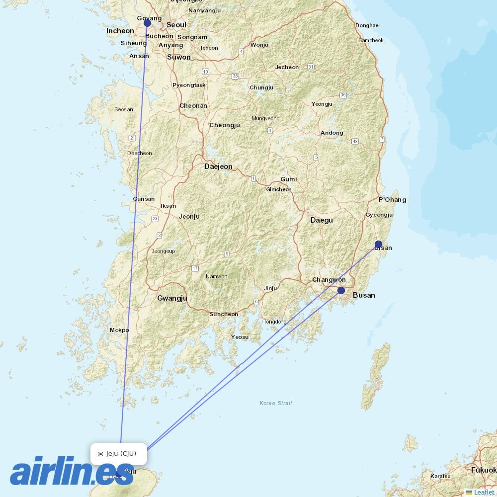 Air Busan at CJU route map