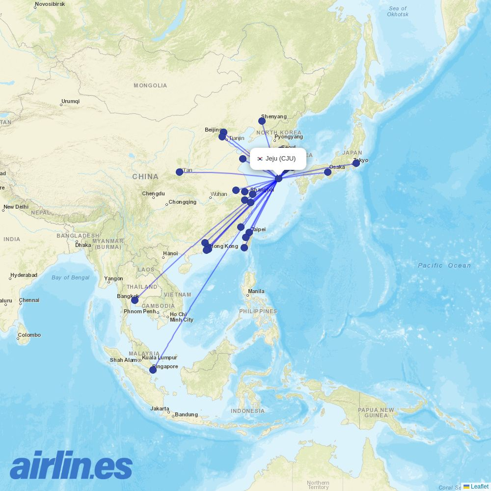 Tigerair Taiwan at CJU route map