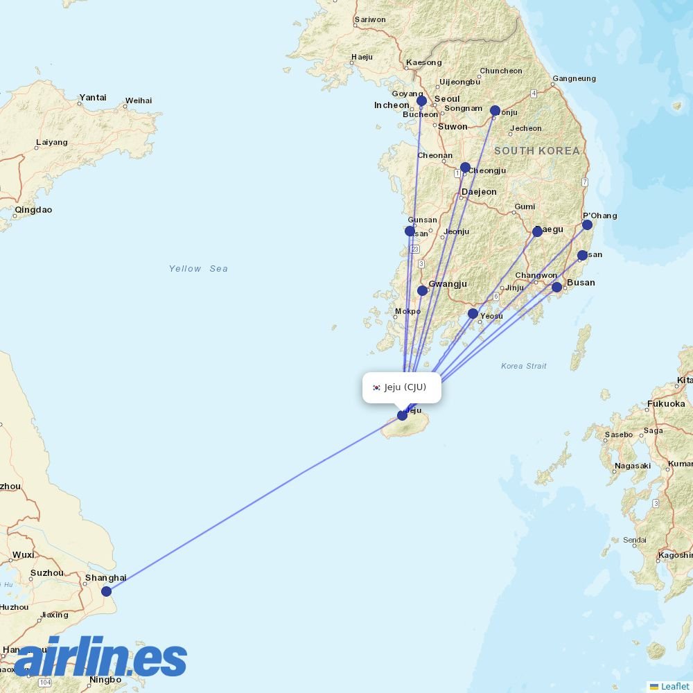 Jin Air from Jeju International destination map