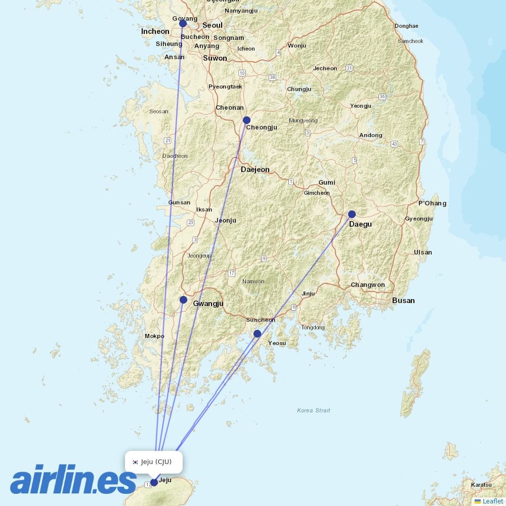 Asiana at CJU route map