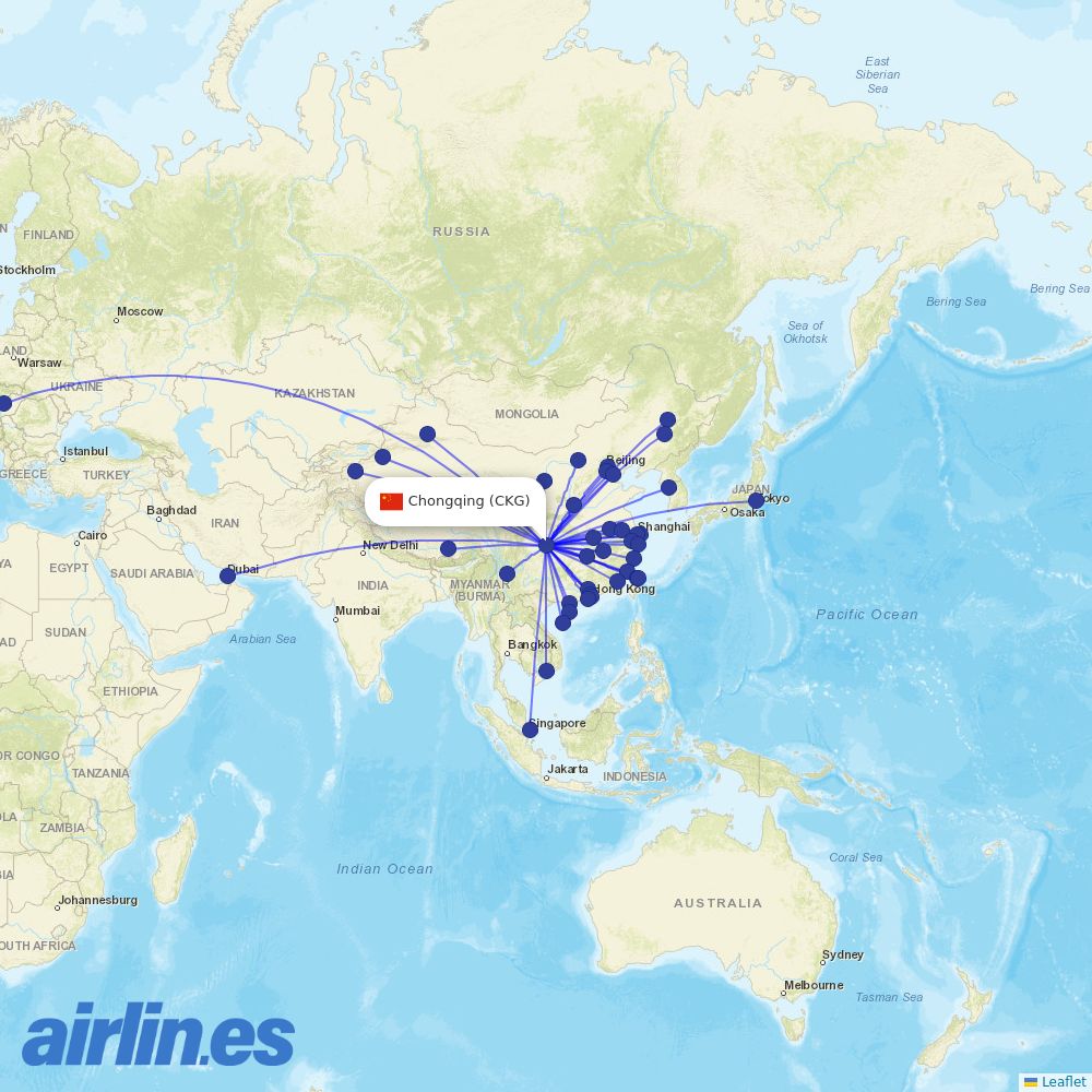 Air China at CKG route map