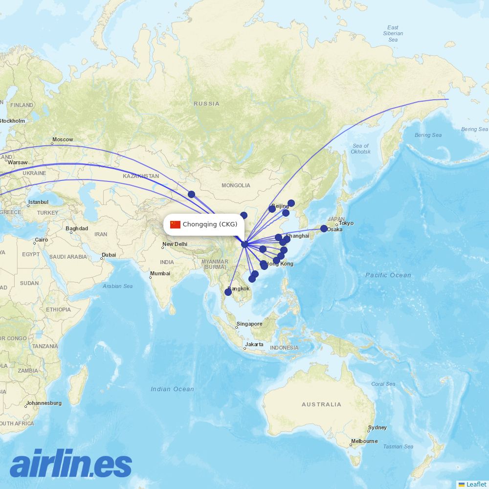 Hainan Airlines at CKG route map