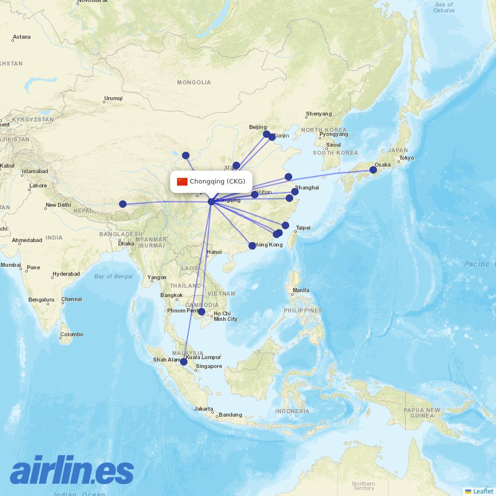 XiamenAir at CKG route map