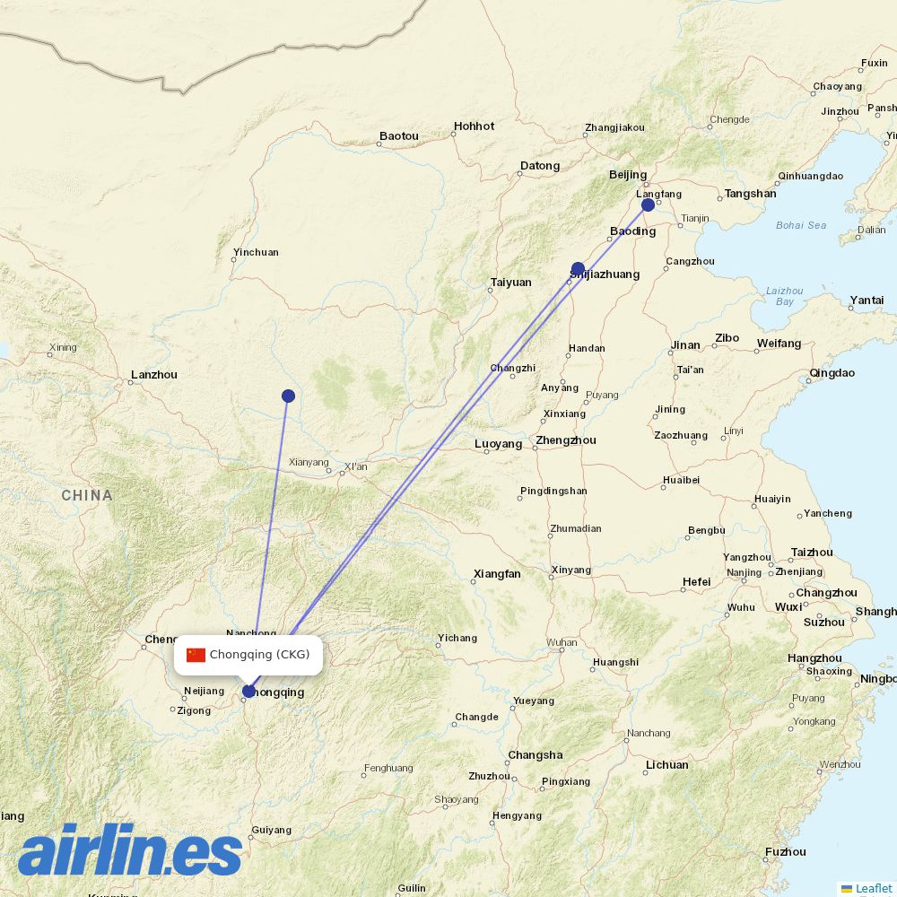 Hebei Airlines at CKG route map