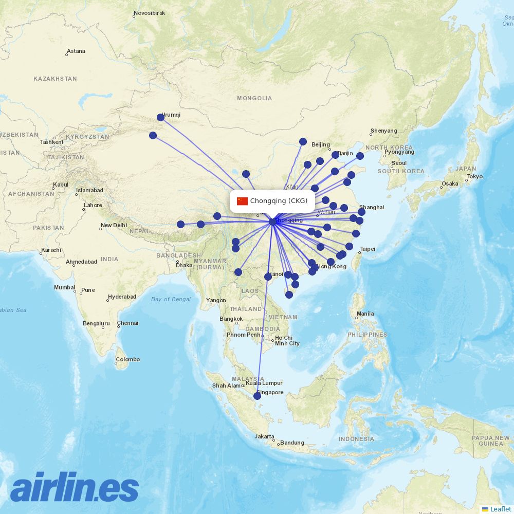 West Air (China) at CKG route map