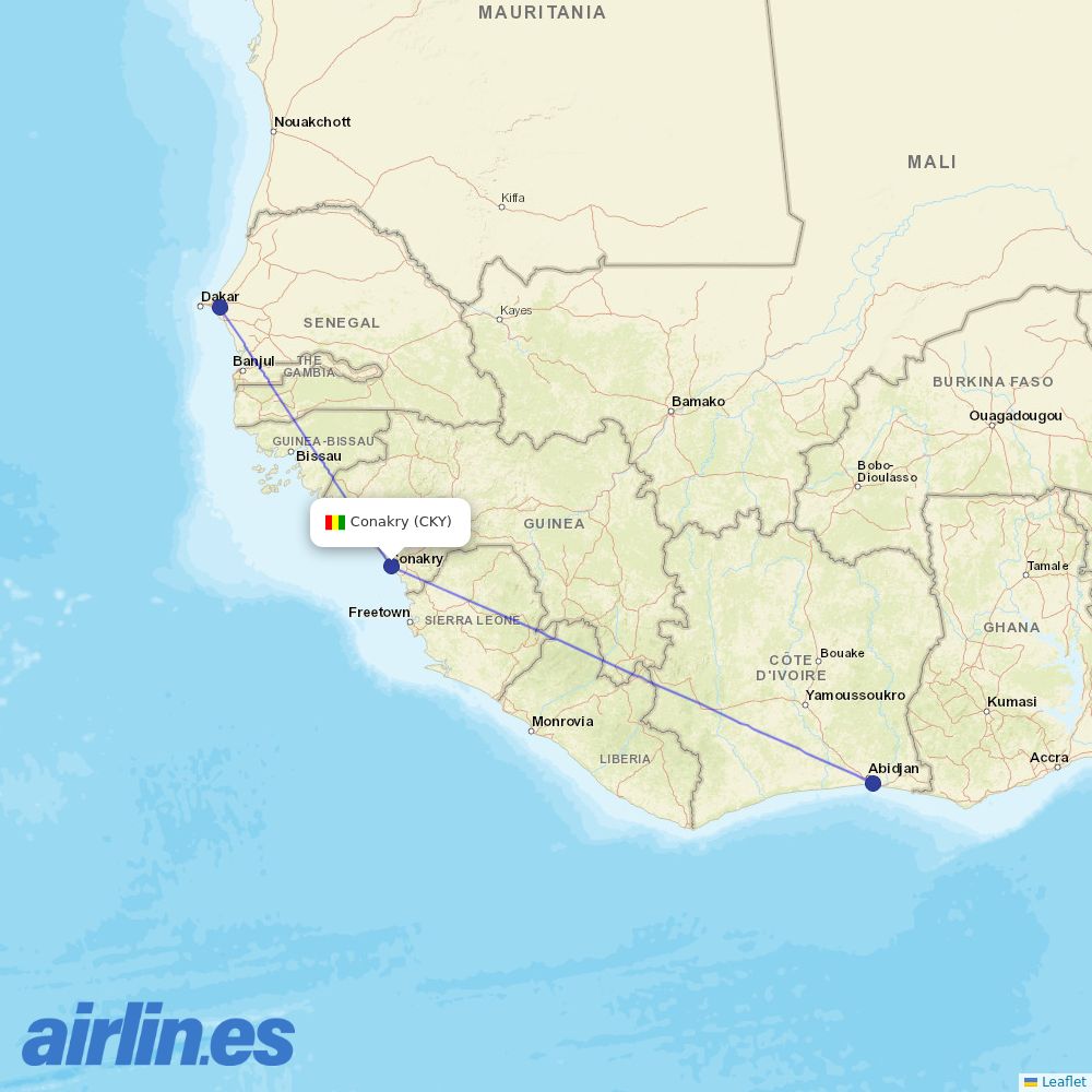 Air Senegal from Conakry destination map
