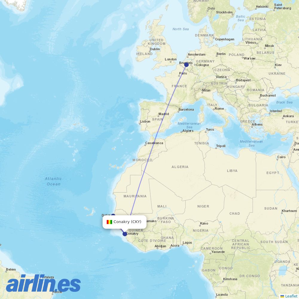 Brussels Airlines from Conakry destination map