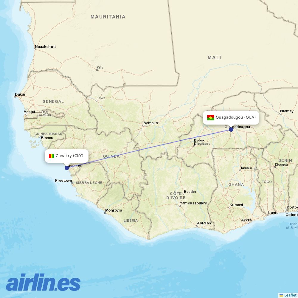 Turkish Airlines from Conakry destination map