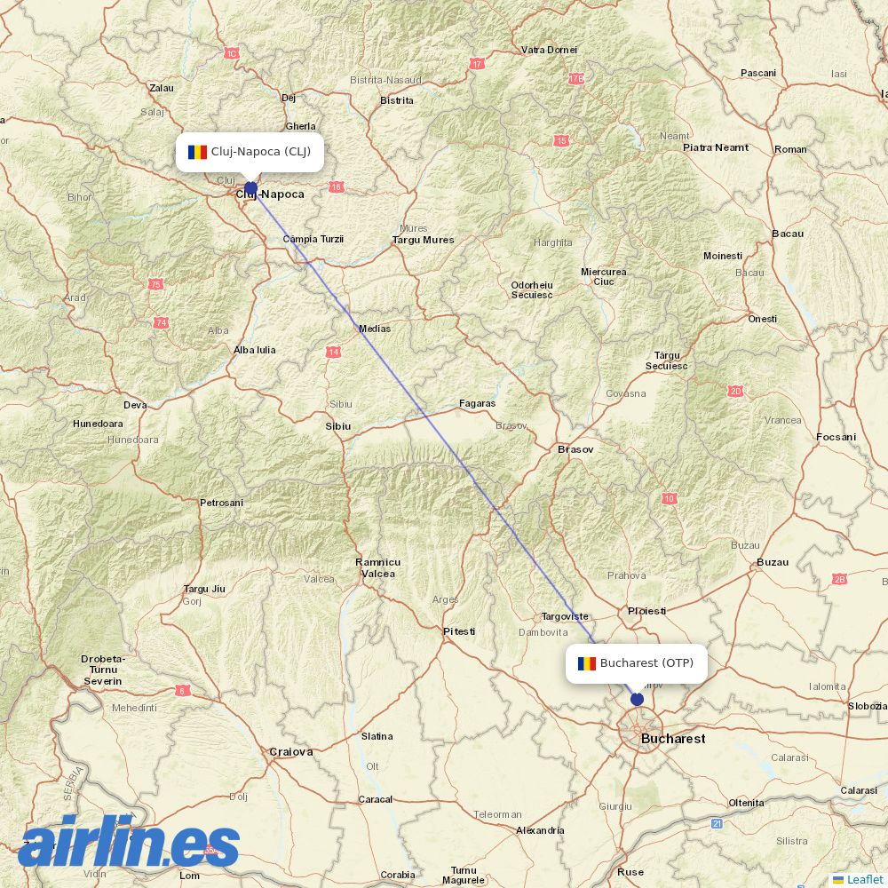 TAROM at CLJ route map