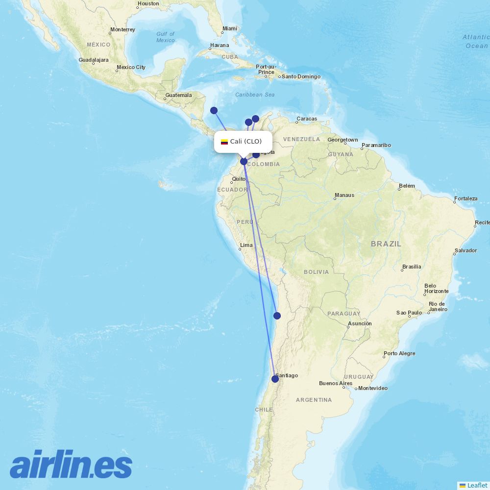 JetSMART at CLO route map