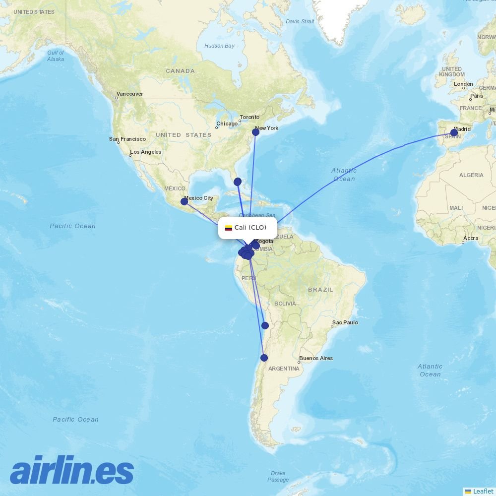 LATAM Airlines from Alfonso Bonilla Aragon International destination map