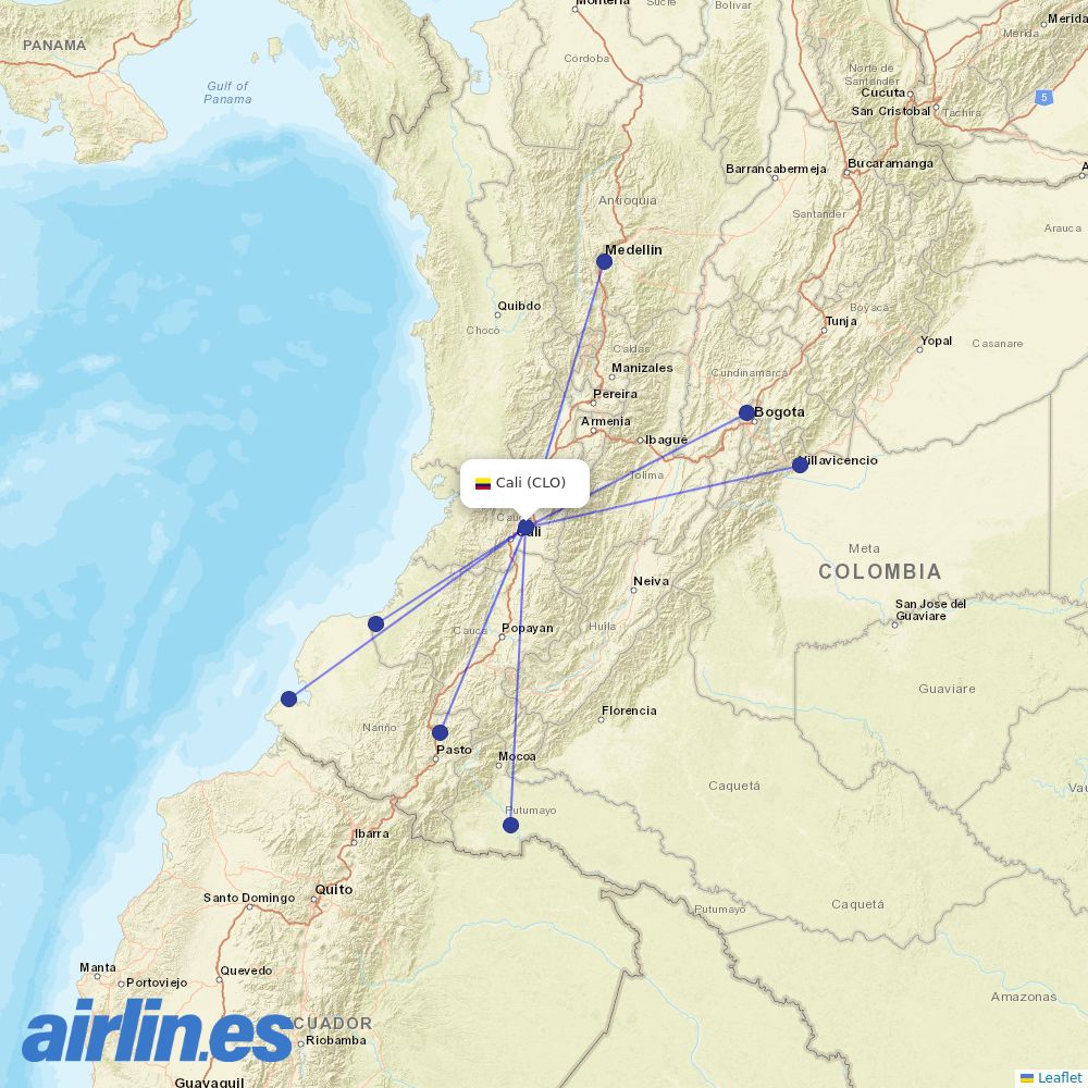 Clic Air at CLO route map