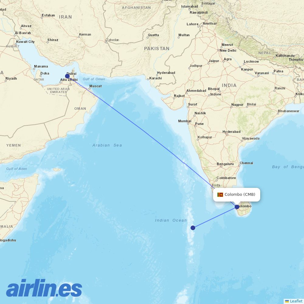 flydubai at CMB route map