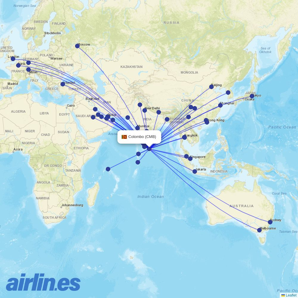 Air Seychelles at CMB route map