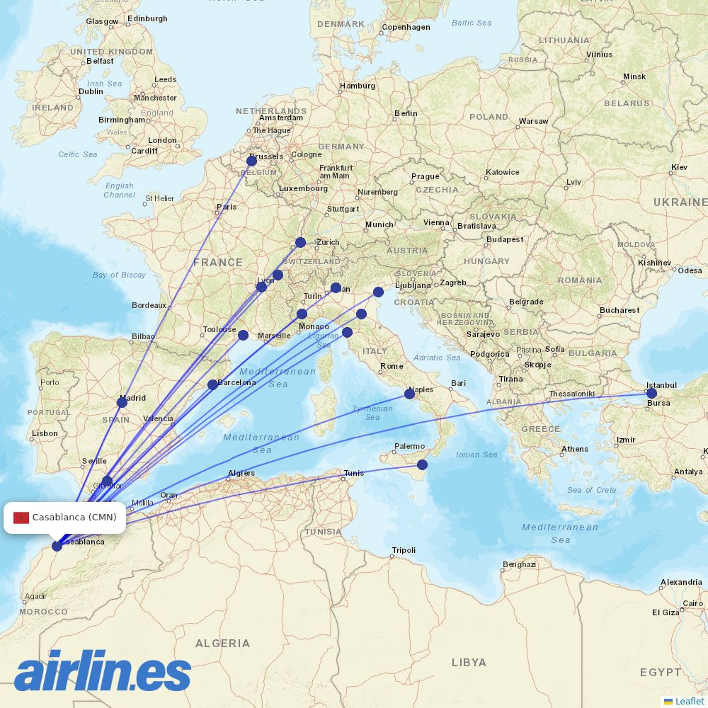 Air Arabia Maroc at CMN route map
