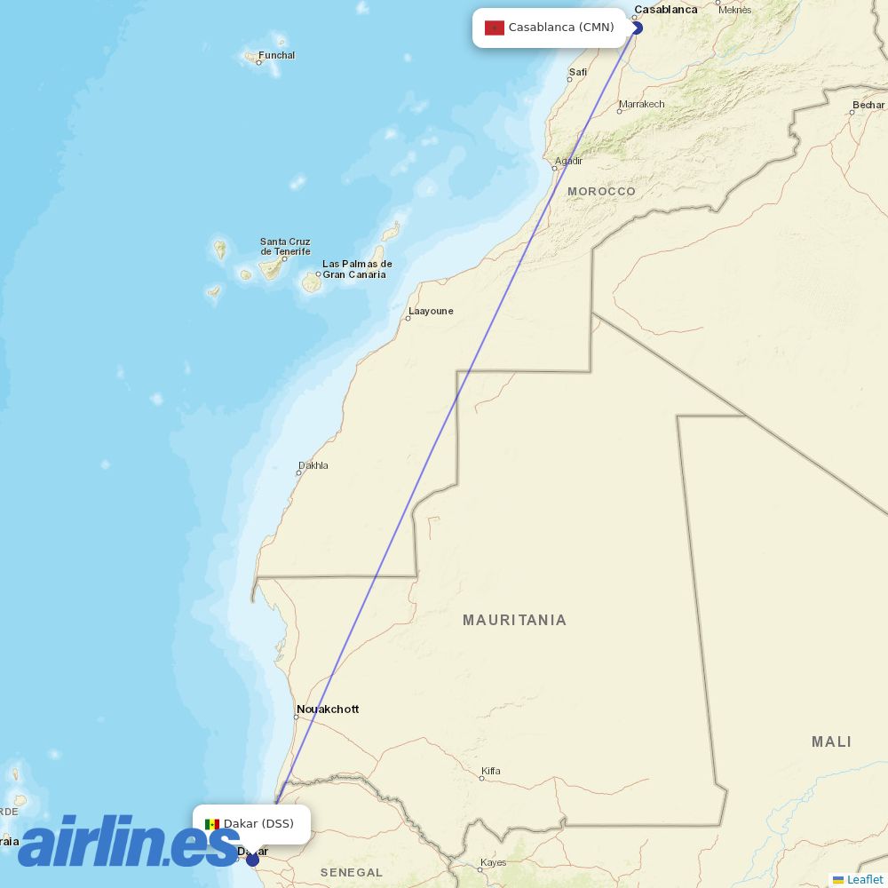 Air Senegal at CMN route map