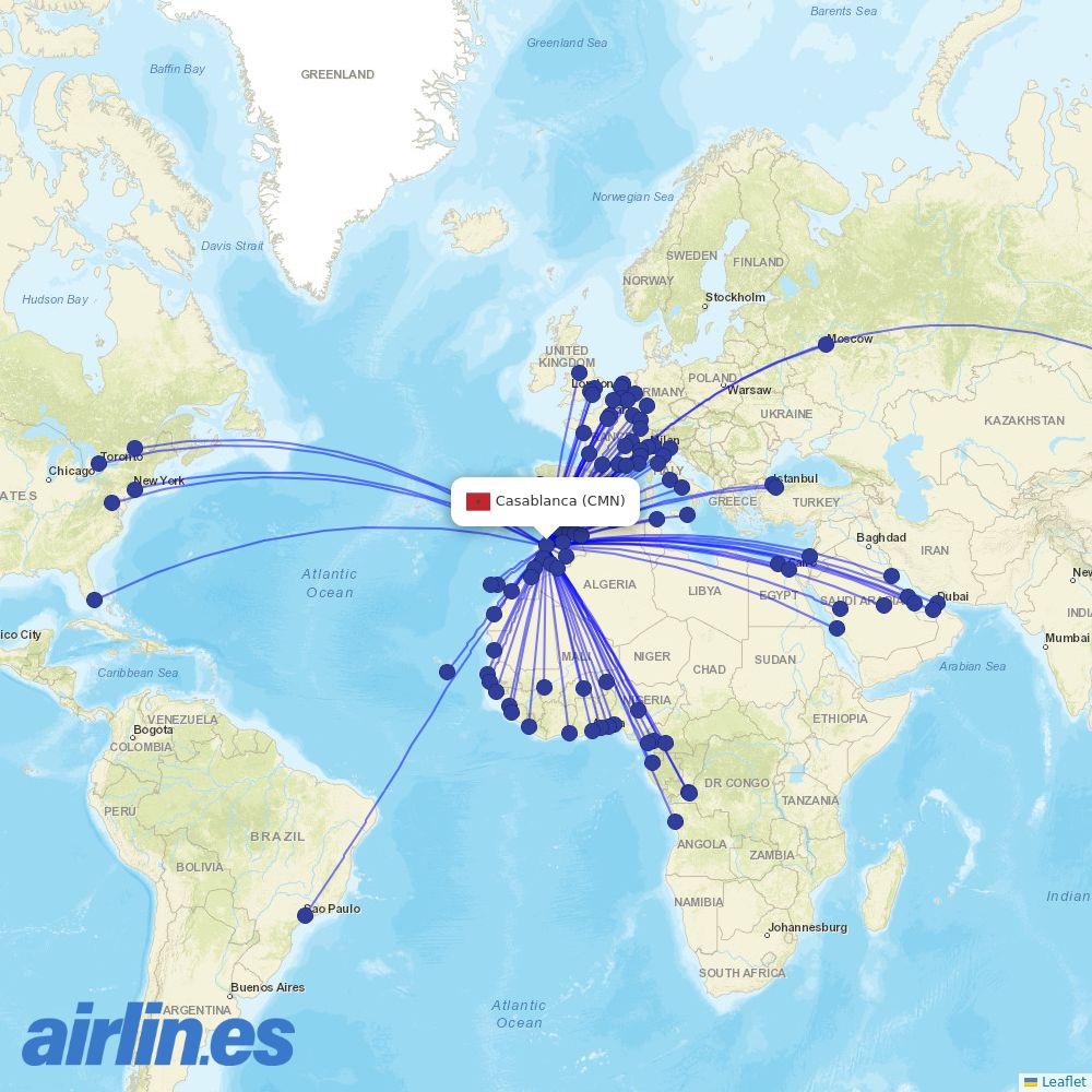 TUI fly at CMN route map